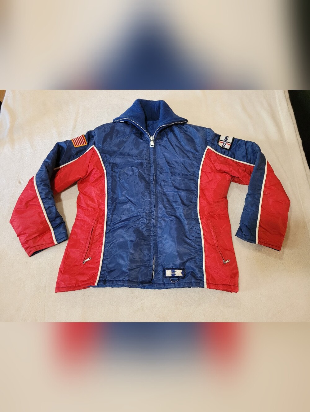Kawasaki VTG Rare Quilted Blue Red Jacket Scorpion 70s 80s